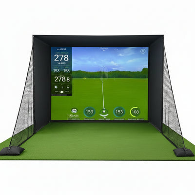 Golf Simulator Enclosure for Home Garage Indoor Sim Practice with Screen | 10 X 8 X 5 Ft with HD Impact Screen Two Shank Nets Corner Foam Padding (Projector Launch Monitor & Hitting Mat Not Included)