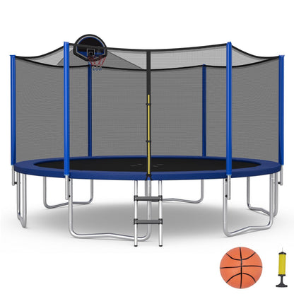 12/14/15/16 Feet Outdoor Recreational Trampoline with Enclosure Net-14 ft