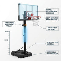 6.6 Ft. to 10 Ft. Adjustable Height Portable Basketball Hoop Goal Basketball System Basketball Equipment with Wheels — How It Works