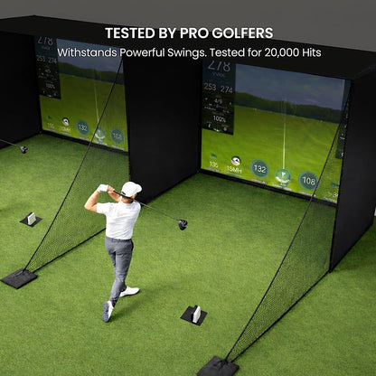 Golf Simulator Enclosure for Home Garage Indoor Sim Practice with Screen | 10 X 8 X 5 Ft with HD Impact Screen Two Shank Nets Corner Foam Padding (Projector Launch Monitor & Hitting Mat Not Included)