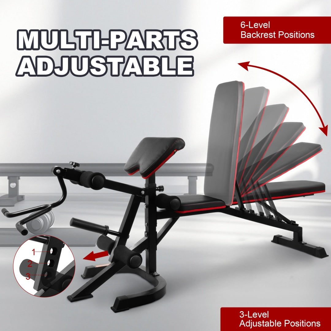 Adjustable Weight Bench Combo, Bench Press Combo, Home Gym Weight Bench With Squat Rack, Leg Extensions, Teacher Curls And Weight Storage--Only Supports Self Pickup