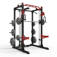Smith Machine Home Gym All-In-1, 2200LBS Power Cage with Dual Cable Pulley Systems, LAT Pull-Down & Leg Hold-Down | Complete Strength Training Equipment for Full Body Workouts — Studio Shot