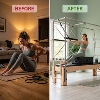 Pilates Reformer Machine Built for Full-Body Training, Premium Maple Frame, Jump Board, Adjustable Resistance — Before & After