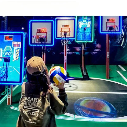 Northern Lights Metal Indoor Foldable Basketball Arcade Game Machine with Hoop