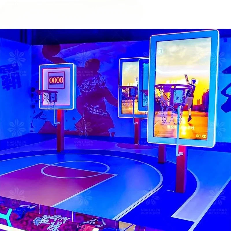 Northern Lights Metal Indoor Foldable Basketball Arcade Game Machine with Hoop