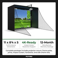 Complete Golf Simulator Enclosure Package – 4K-Ready Impact Screen with Blackout Cage, Projector Mount, Frame Poles, Side Shank Nets | Indoor & Garage Practice | Easy Setup | 12-Month Warranty — Results & Stats