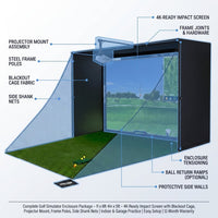 Complete Golf Simulator Enclosure Package – 4K-Ready Impact Screen with Blackout Cage, Projector Mount, Frame Poles, Side Shank Nets | Indoor & Garage Practice | Easy Setup | 12-Month Warranty — How It Works