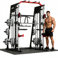 Smith Machine Home Gym All-In-1, 2200LBS Power Cage with Dual Cable Pulley Systems, LAT Pull-Down & Leg Hold-Down | Complete Strength Training Equipment for Full Body Workouts