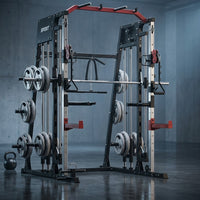 Smith Machine Home Gym All-In-1, 2200LBS Power Cage with Dual Cable Pulley Systems, LAT Pull-Down & Leg Hold-Down | Complete Strength Training Equipment for Full Body Workouts — Studio Shot